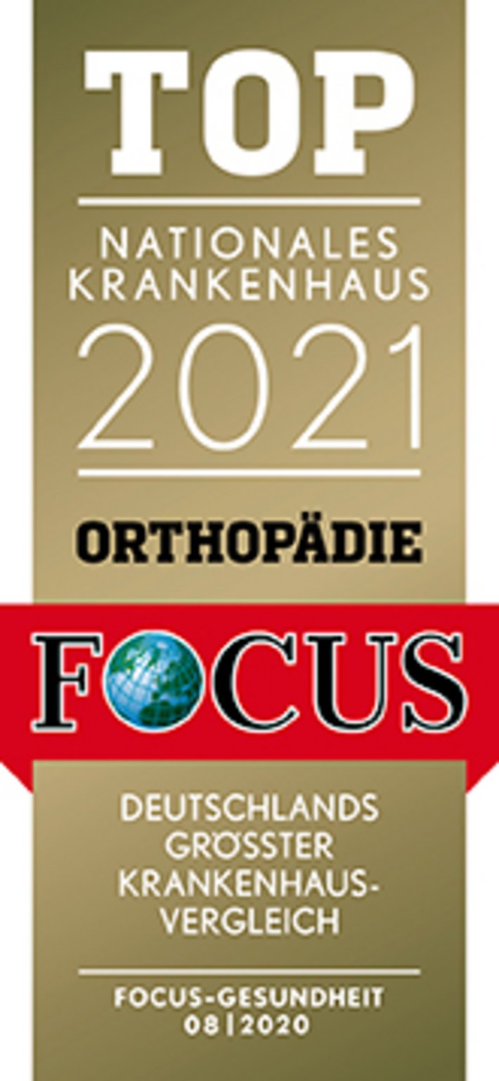 FOCUS-Magazin 2021: Top Nationales Krankenhaus für Orthopädie - Krankenhaus Barmherzige Brüder Regensburg
