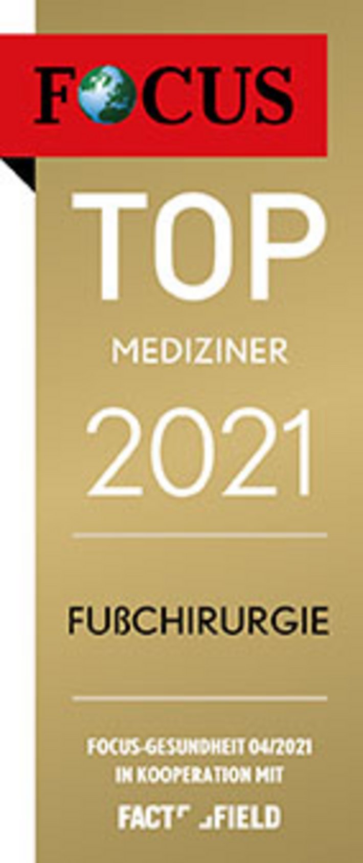 Prof. Dr. Franz Müller am Krankenhaus Barmherzige Brüder Regensburg ist FOCUS Top Mediziner 2021 für Fußchirurgie. 