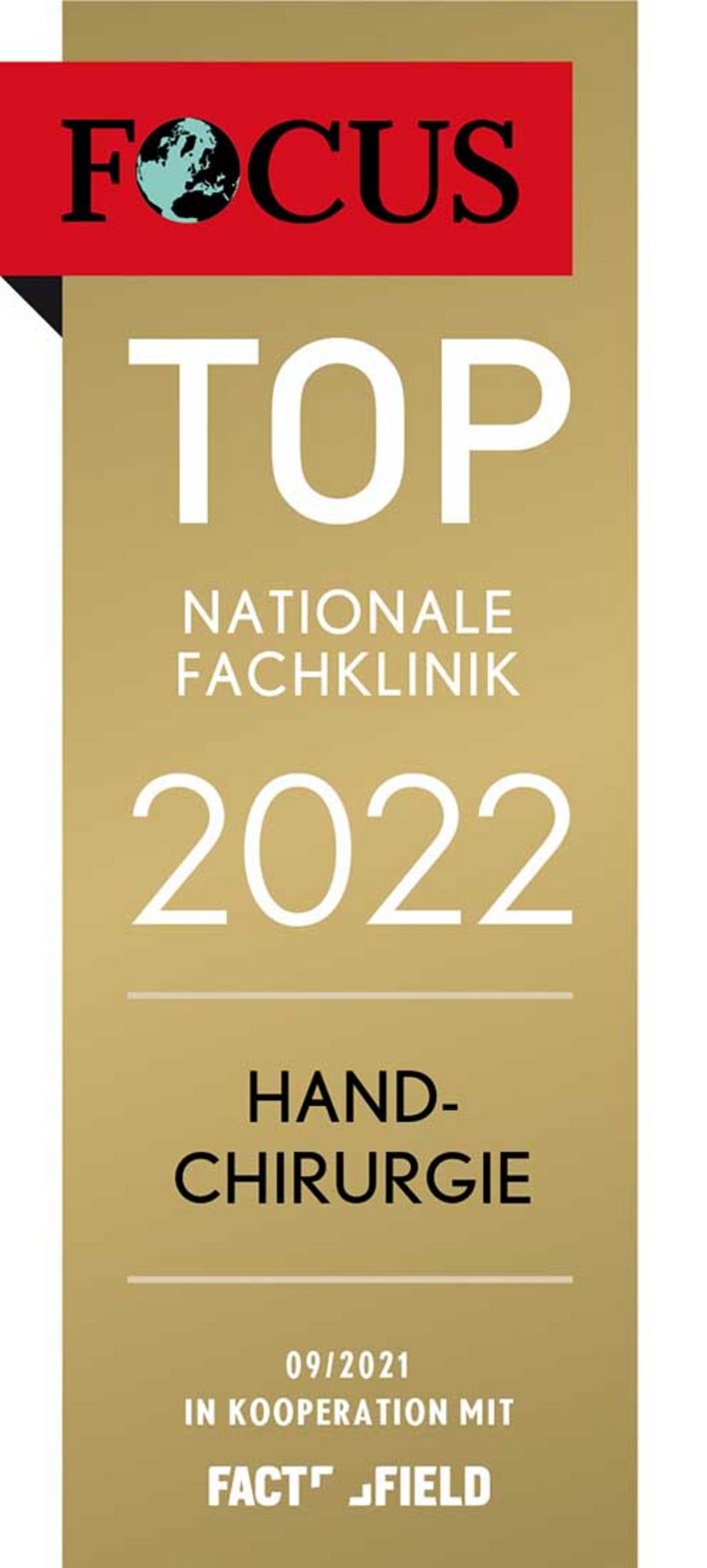 FOCUS Top Nationale Fachklinik 2022 für Handchirurgie
